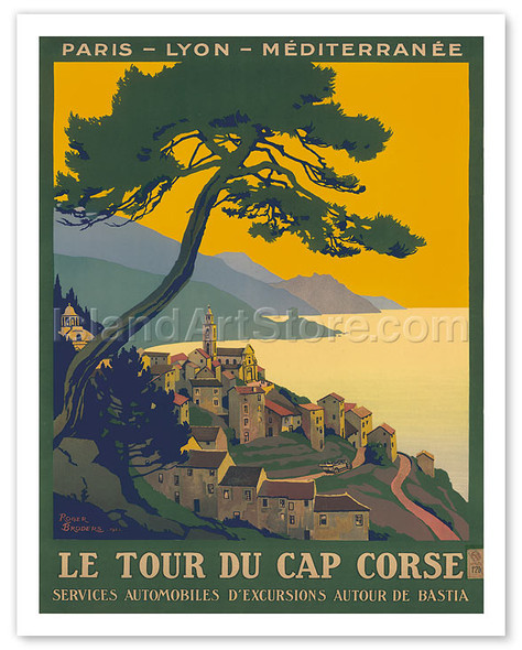 Paris - Lyon - Mediterranee Railway, Le Tour du Cap Corse - Poster by Roger Broders