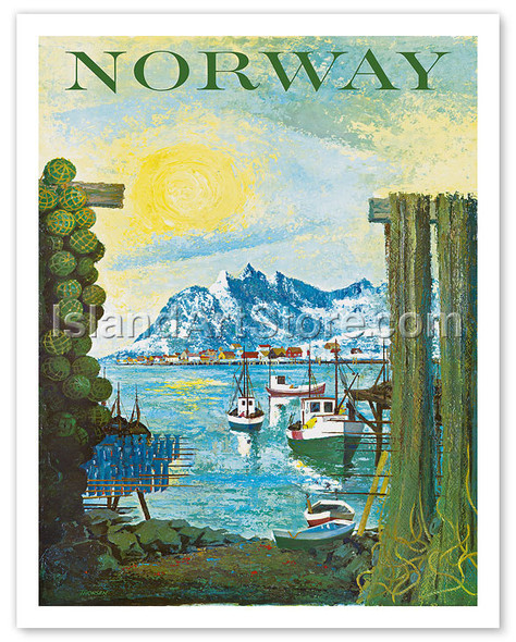 Norway: Fishing Village - Poster by Lars Thorsen