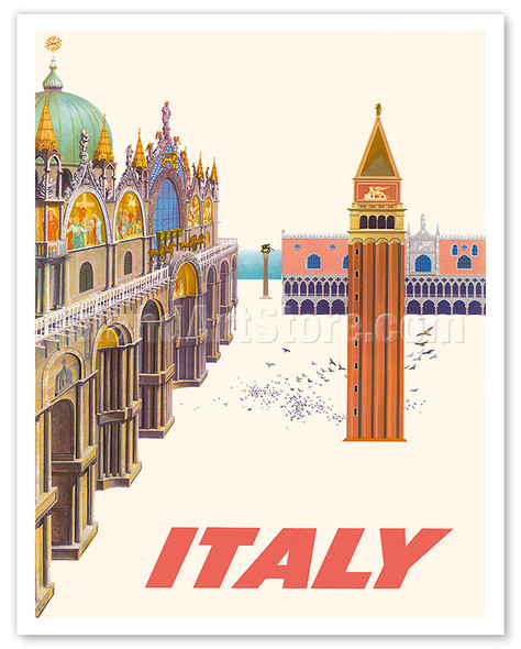 Italy - Piazza San Marco - Venice - c. 1962 - Poster by David Klein