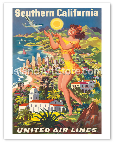 Southern California, United Airlines - Poster by Joseph Fehér