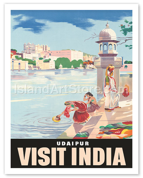 Lake Udaipur: Visit India - Vintage Travel Poster