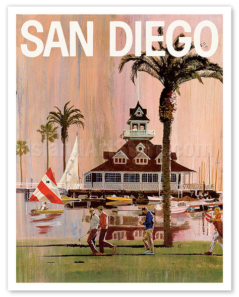San Diego, California - Bluewater Boathouse, Coronado - c. 1970 - Poster by Van Kaufman