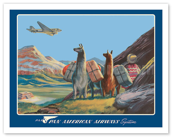 South America - Wings Over the World - Pan American Airways System - Douglas DC-3 - c. 1930's - Poster by Paul George Lawler