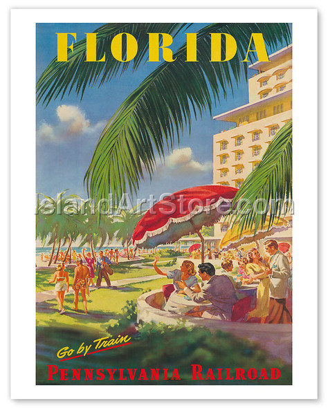 Pennsylvania Railroad, Florida - Vintage Railroad Travel Poster