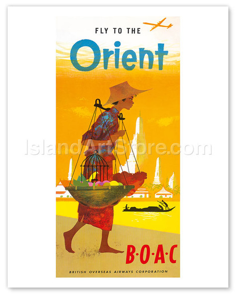 1950s Thai Airways Classic Vintage Style Orient Travel Poster - 24x32 Reproduction