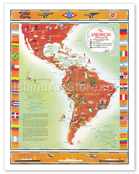 The Americas Served by, Pan American Air - Poster by Kenneth W. Thompson