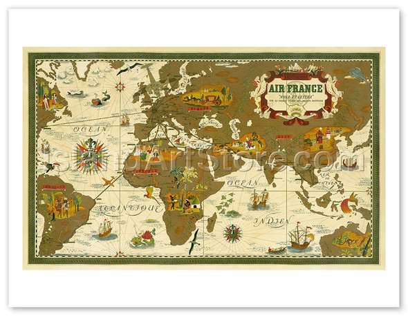 Aviation World Map - Poster by Lucien Boucher (Renluc)