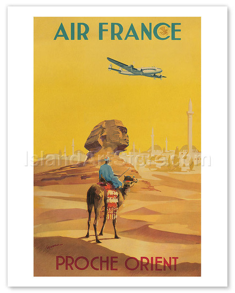 Aviation - Proche Orient (Near East) - Lockheed Constellation flys over the Sphynx - Poster by Vincent Guerra