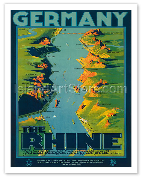 The Rhine, Germany - German Railroads Poster - Poster by Richard Friese