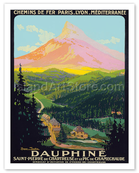 Chemins de Fer Paris, Lyon, Mediterranee, Dauphine Saint Pierre de Chartreuse ET Le Pic de Chamechaude French Travel - Poster by Roger Soubie