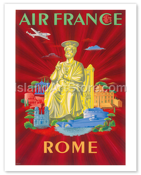 Aviation Rome Vatican - Statue of St. Peter - Poster by Plaquet