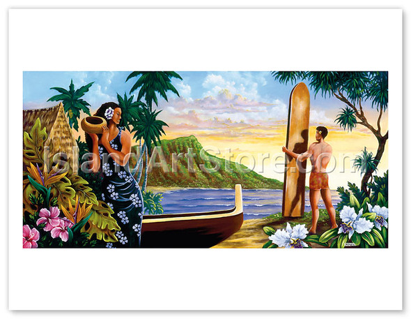 Surfing In Paradise, Hawaii - Poster by Warren Rapozo
