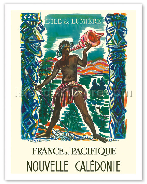 France du Pacifique (France in the Pacific) - Nouvelle Calédonie (New Caledonia) - L'ile de Lumiére (The Island of Light) - Poster by Monique Cras
