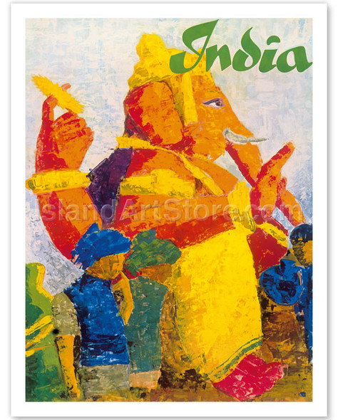 India - Ganesha Chaturthi Hindu Festival - Vintage Travel Poster