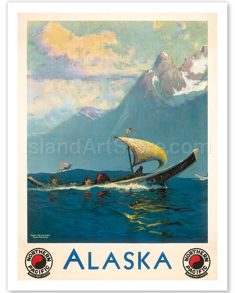 Alaska - Alaskans Off to the Potlatch - Northern Pacific Railway - Poster by Sydney Laurence