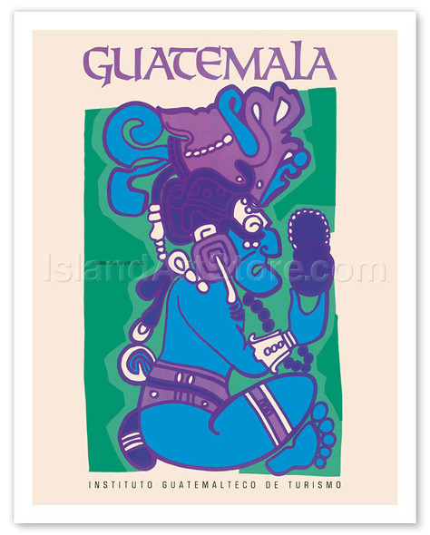 Guatemala - Itzamna, Dios de Los Cielos (God of the Heavens) - Mayan God - Vintage Travel Poster