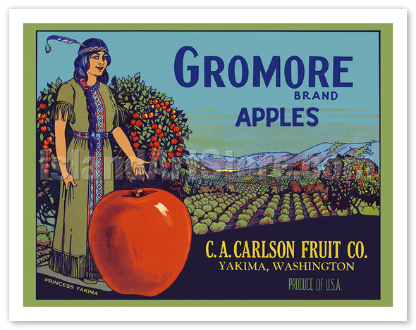 Gromore Brand Apples - Yakima, Washington - C.A. Carlson Fruit Co. - c. 1930's - Vintage Fruit Advertisement