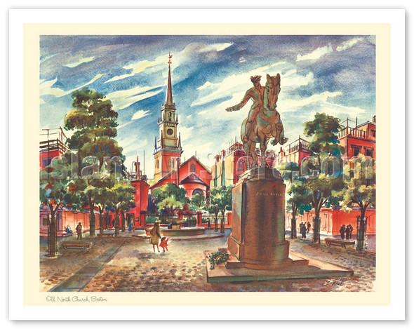 Old North Church - Boston, Massachusetts - United Airlines Calendar Page - Poster by Joseph Fehér