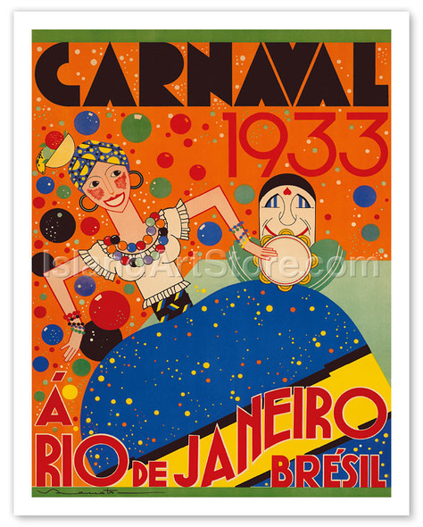 Carnaval (Carnival) 1933 - A Rio de Janeiro, Bresil (Brazil) - Poster by Renato de Paula