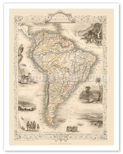 Map of South America c.1851 - Poster by John Rapkin