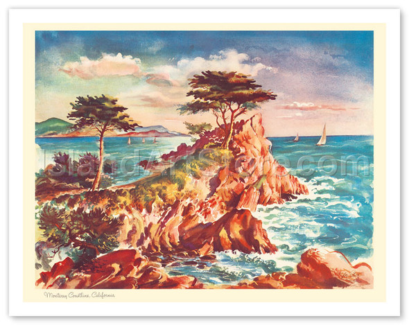 Monterey Coastline, California - United Air Lines Calendar Page - Poster by Joseph Fehér