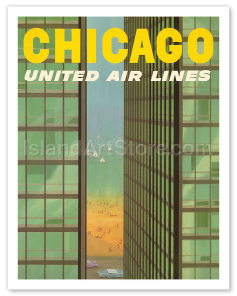 Chicago, USA - Lake Shore Drive Mies Buildings Twin Towers - United Air Lines - Poster by Stan Galli
