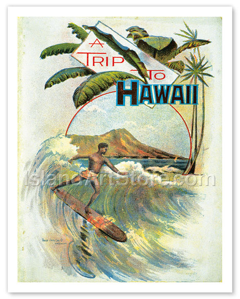 A Trip To Hawaii - Vintage Hawaiian Travel Poster