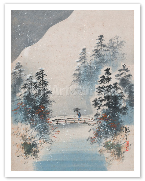 Winter Snow - Japanese Art - Poster by Kyokudo