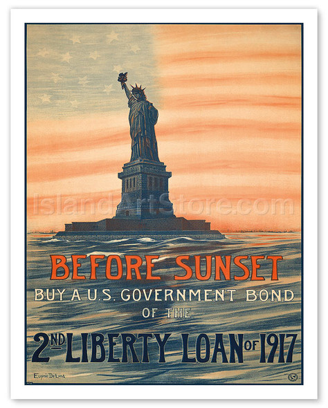 Before Sunset - Buy A U.S. Government Bond of the 2nd Liberty Loan of 1917 - Poster by Eugenie De Land