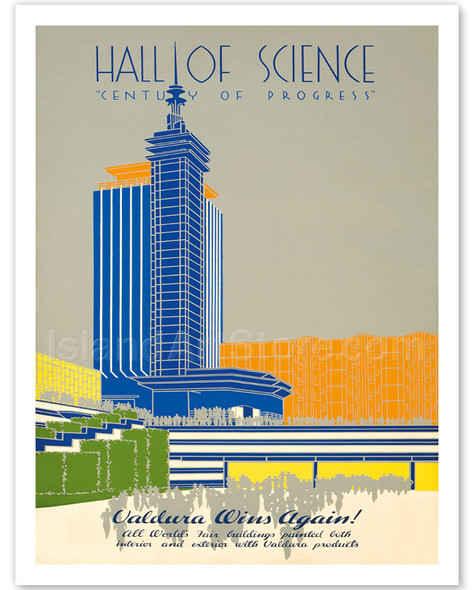 1934 Chicago World's Fair Hall of Science - Century of Progress - Valdura Wins Again! - Vintage Advertisement Poster