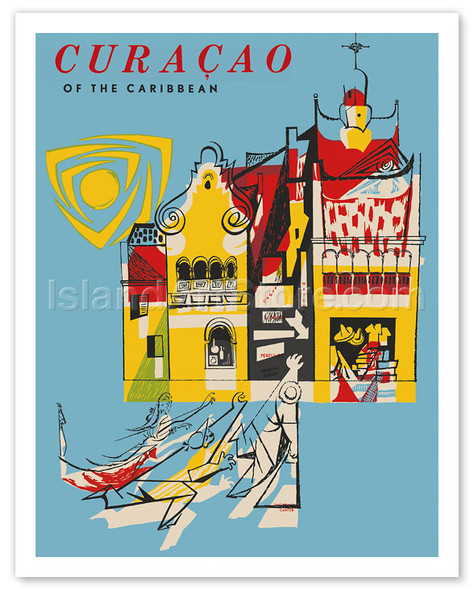 Curaçao (Curacao) of the Caribbean - Vintage Travel Poster