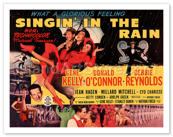 Singin' in the Rain - Starring Gene Kelly, Donald O'Connor, and Debbie Reynolds - Vintage Movie Poster