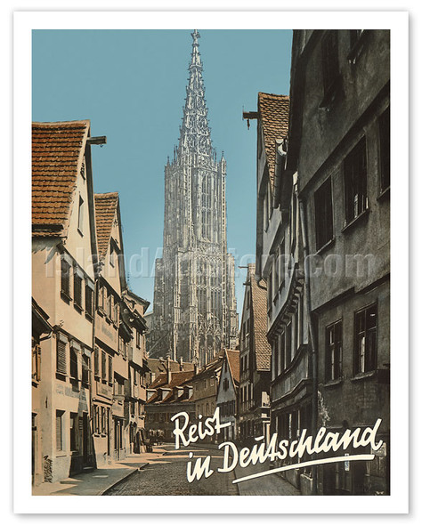 Travel In Germany (Reist in Deutschland) - Ulm Minster - World's Tallest Church - Vintage Travel Poster