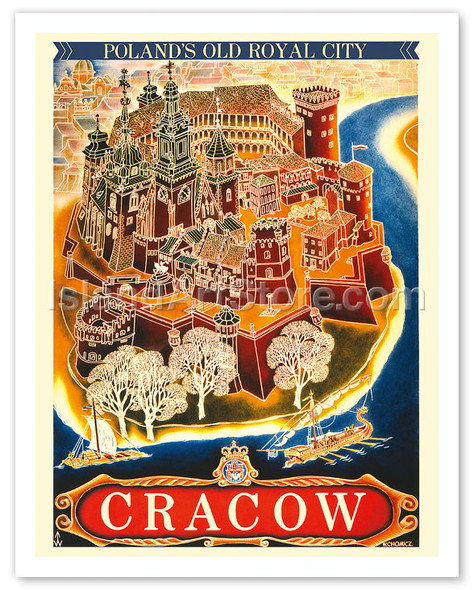 Cracow - Poland's Old Royal City - Kraków - Wawel Castle and Vistula River - Poster by Witold Chomicz