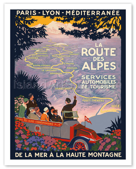 La Route des Alpes (The Alpine Route) - Services Automobiles de Tourisme (Auto Tourism Services) - Poster by Roger Broders