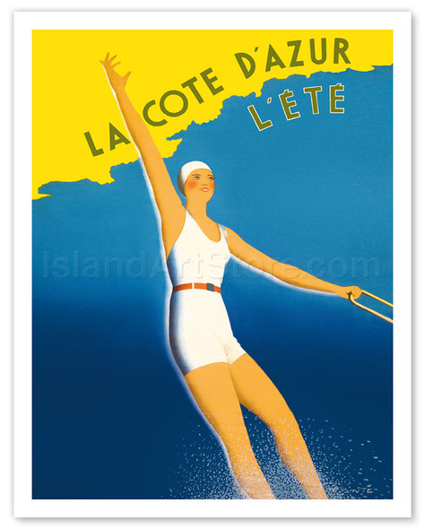 La Côte d'Azur - L'été (Summer) - Paris-Lyon-Méditerranée Railway (PLM), French Railroad - Poster by M. Sainte