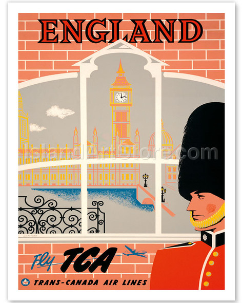 England - Fly TCA, Trans-Canada Air Lines - Poster by Jacques Le Flaguais