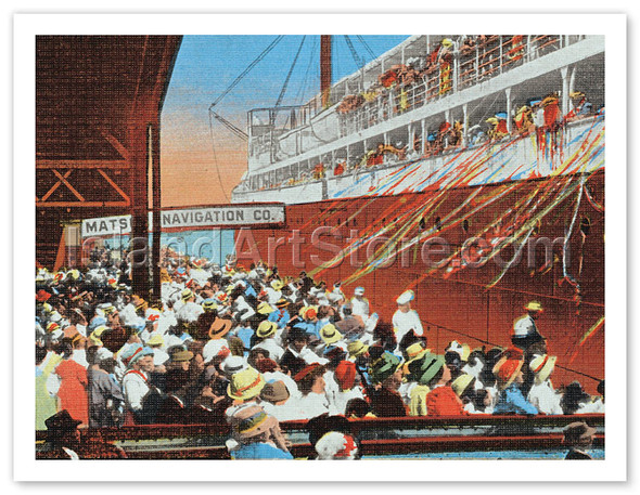Steamer Day, Honolulu, Hawaii - Vintage Hand-colored Photo Postcard