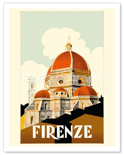 Florence (Firenze) Italy - Santa Maria del Fiore Cathedral, the Duomo of Florence - Vintage Travel Poster