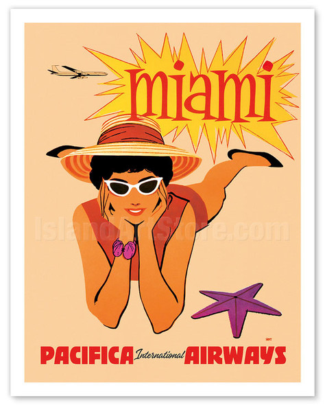 Miami, Florida - Pacifica International Airways - c. 1950's - Poster by Hoyt