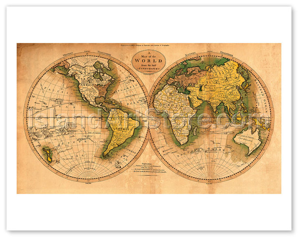 A Map of the World from the Best Authorities - The Track of Captain Cook - Vintage Map