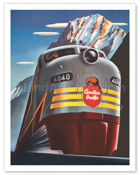 Canadian Pacific Railway Company - CP FP9A 4040 Diesel Locomotive Train - CPR Logo Beaver Shield - Poster by Peter Ewart