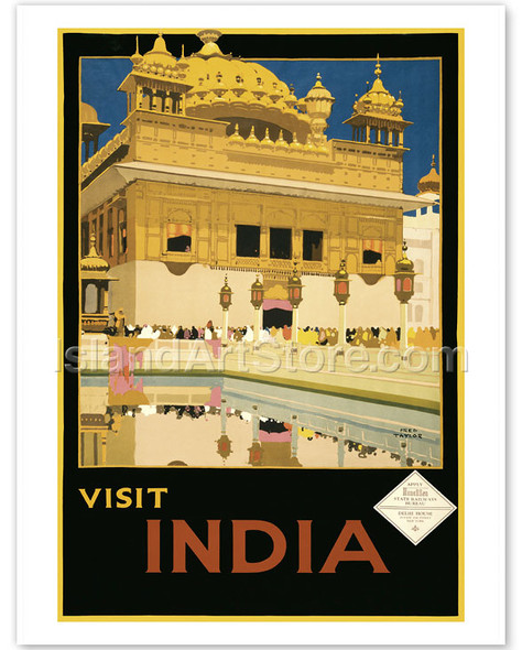 Visit India - The Golden Temple (Harmandir Sahib) - Amritsar, Punjab - Poster by Fred Taylor