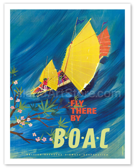 The Orient - Fly There By BOAC - Hong Kong Thailand Cambodia Asia - Poster by David Judd