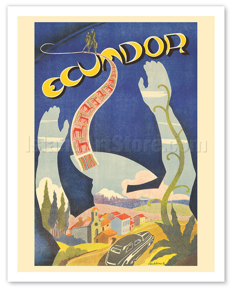 Ecuador - Traditional Ecuadorian Dancer - c. 1930's - Poster by J. Gabilanes