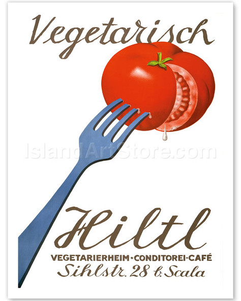 Vegetarisch Hiltl Vegetarian Restaurant in Zurich Switzerland - Poster by Hugo Laubi