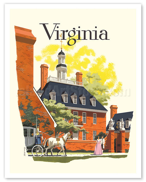 Virginia - Governor’s Palace, Colonial Williamsburg - c. 1957 - Poster by Bern Hill