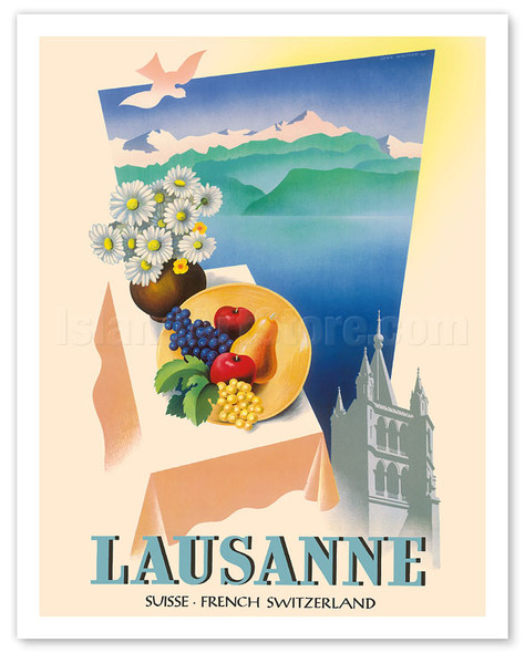 Lausanne, Suisse - French Switzerland - Lausanne Cathedral - Lake Geneva - Poster by Jean Walther
