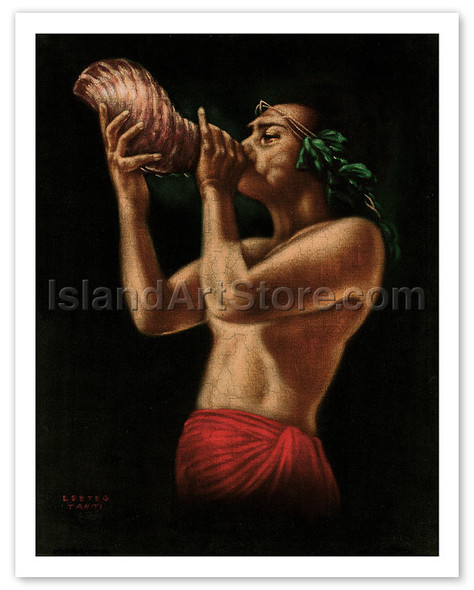 Hawaiian Conch Shell Blower - Poster by Edgar Leeteg