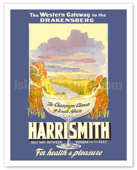 Harrismith, South Africa - The Drakensberg (Mountains of Dragons) - Vintage Travel Poster